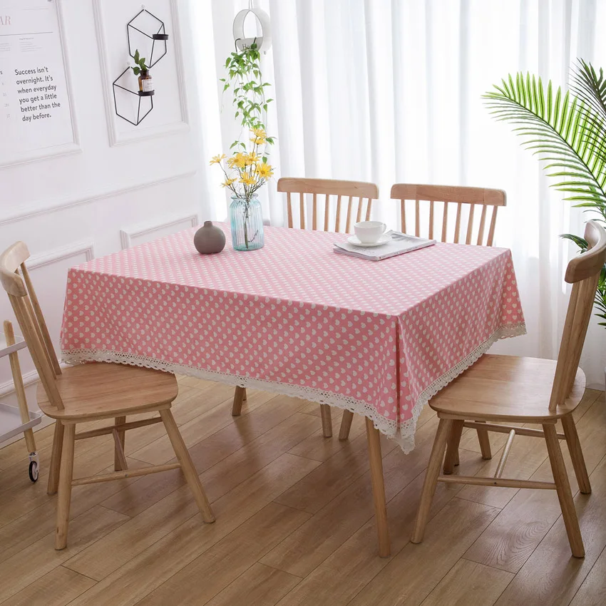 Розовая скатерть с принтом в виде сердца, пылезащитный фон, нескользящий декор, кофейный столик для ресторана, скатерть