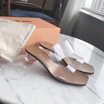 

Sandals Woman Transparent Crystal With Toe Word Bring Sexy Slipper Woman