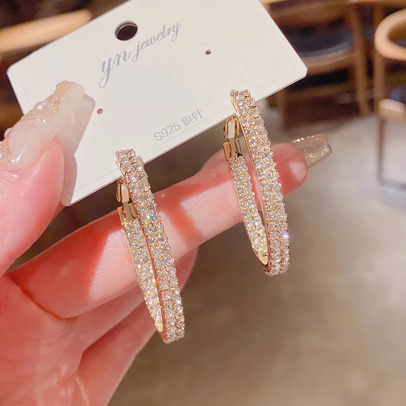 Women's Earrings Gold Rhinestone Earrings For Women Korean Vintage Geometry Metal Earrings 2021 Trendy Fashion Jewelry Gift - Image 2