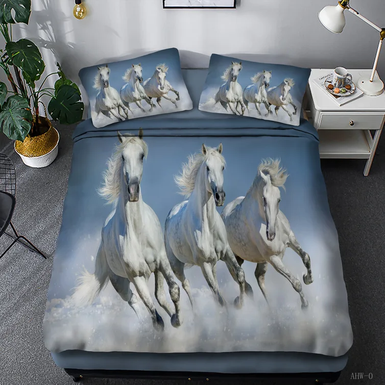 

Комплект постельного белья с принтом 3dhorse, с пододеяльником и наволочкой в виде животных, размеры Queen/King, комплект с одеялом, украшение для спальни для детей, подростков и взрослых