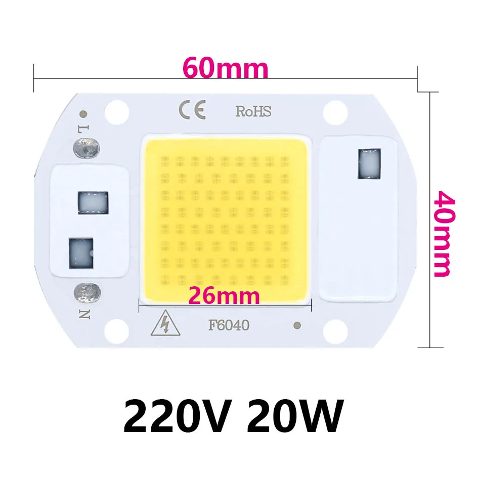 Description Picture 2 of item10PCS LED Chip Diode 220V LED Lamp 50W 30W 20W No Need Driver For Flood Light Spotlight LED Full Spectrum Plant growth Lamp chip