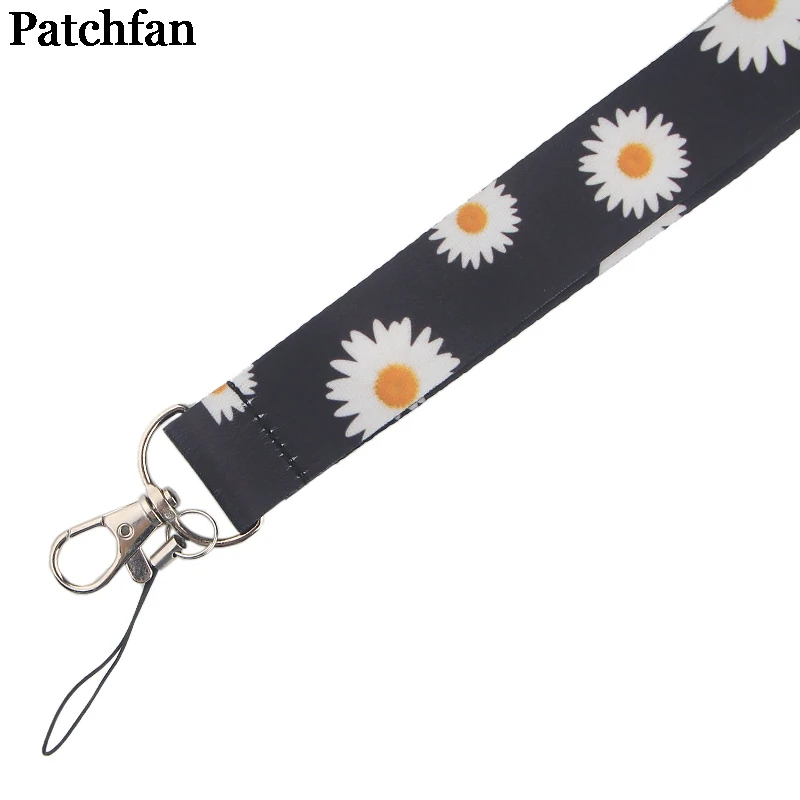 Patchfan маргаритки цветы ремешки для ключей в мобильный телефон ремни Ожерелье держатели карт тесьма ленты брелок на веревке камера A2355