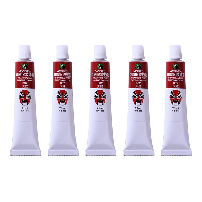 Red-302-5pcs Marie's 800 театральная картина маслом для лица цвет макияж Пигмент 10 цветов 21 мл Пекинская/Кантонская опера драма/Пром живопись - Цвет: Red-302-5pcs