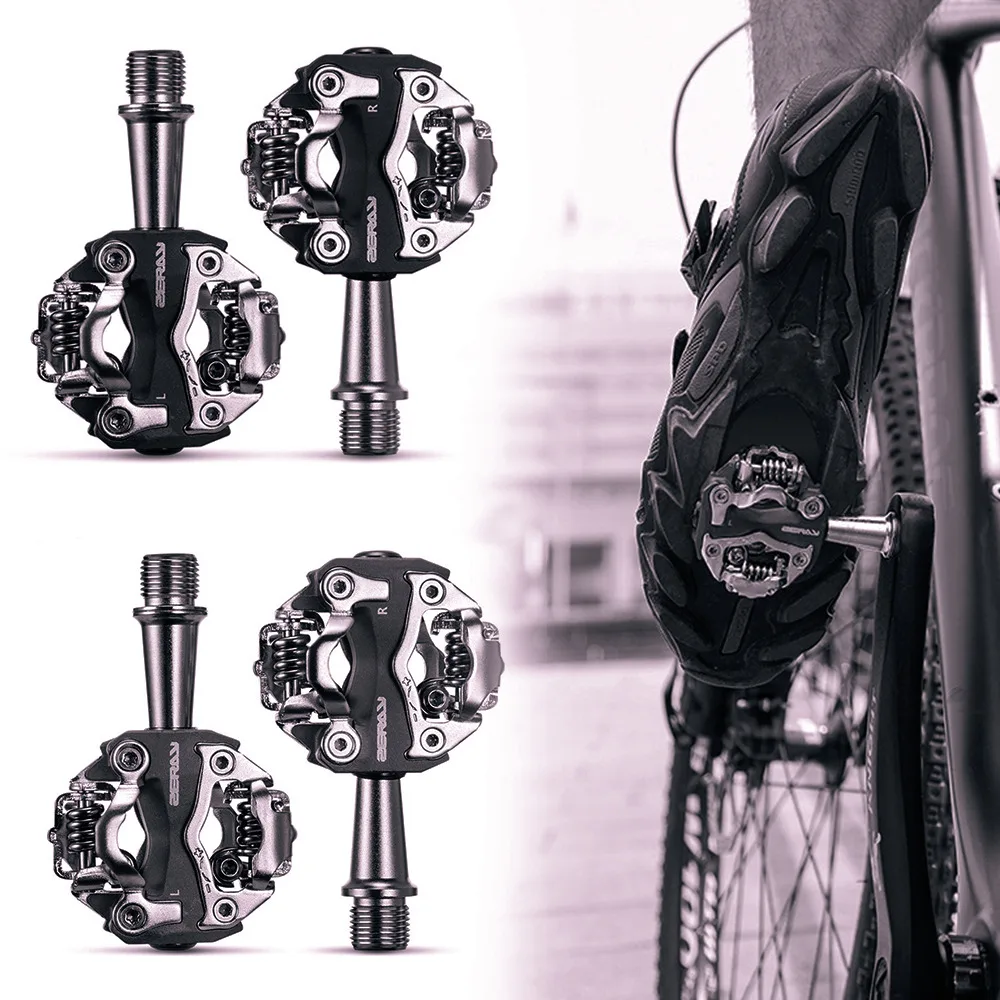 MTB Mountain Bike Self-locking Pedals Cycling Clipless Pedals Aluminum Alloy SPD CR-MO Pedals Mtb Pedals Bike Pedals Dropship