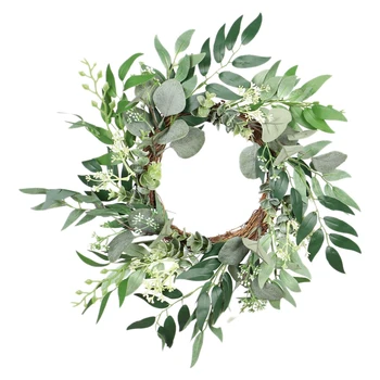 

Wall Ornaments Green Floral Artificial Flower Rustic Silk Flower Wreath Decor