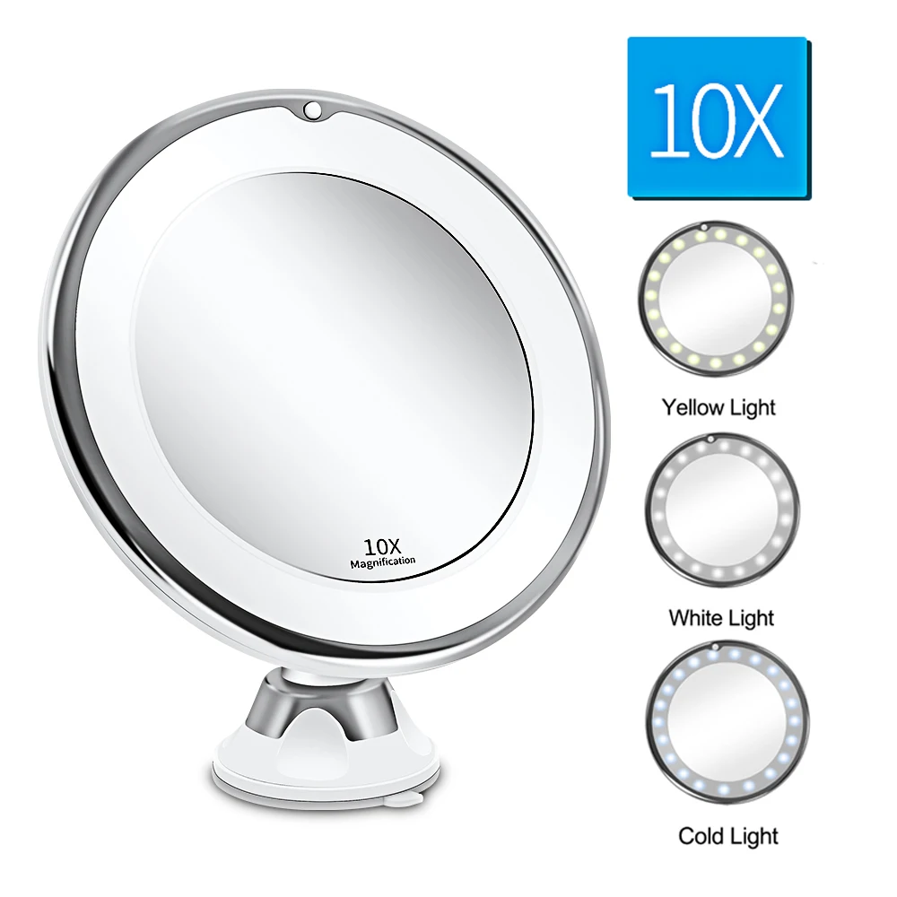 Светодиодный мини-зеркало для макияжа светодиодный зеркальце светильник компактное косметическое зеркало с подсветкой для макияжа увеличительное светодиодный увеличительное портативное зеркало карманное - Цвет: 10X 3C M1