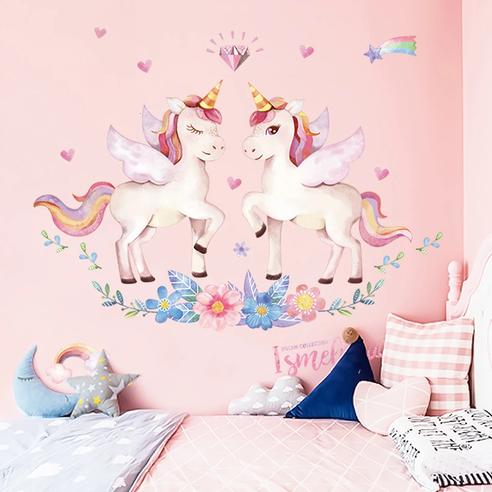 Home Decor Animal Kids Decor Wall Paper Stickers Room Decoration Bedroom Cute Unicorn Flamingo Hogar Moderno Poster House Wall Stickers Aliexpress aliexpress