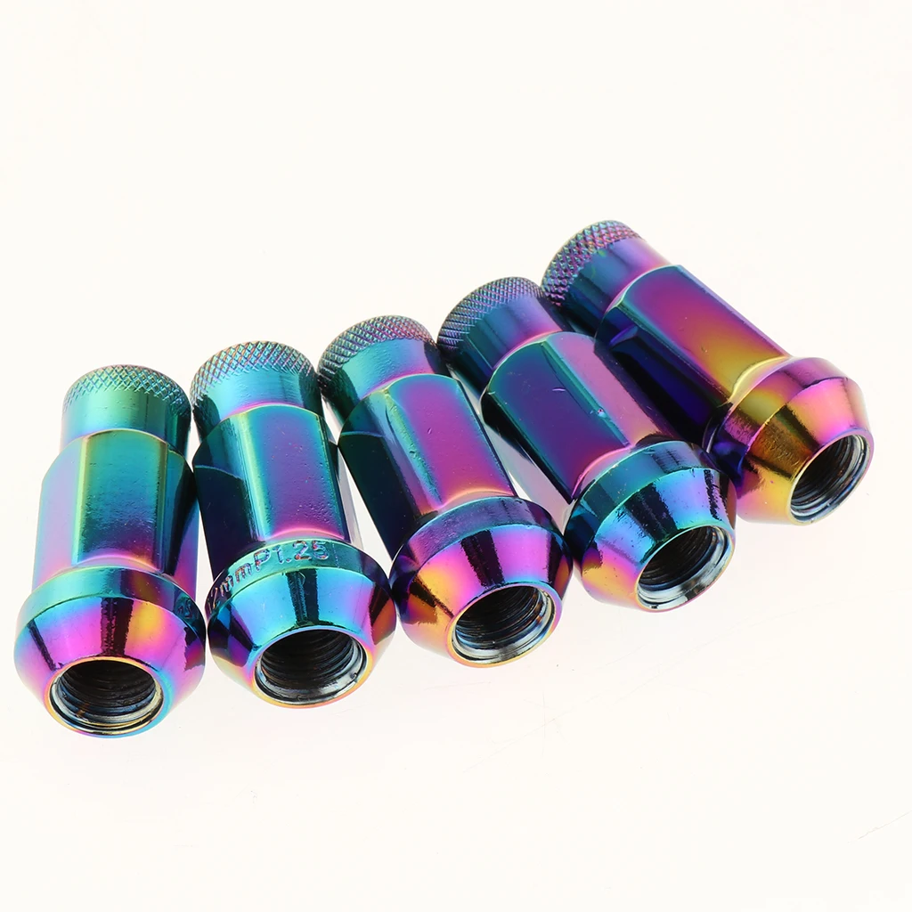 Metal Extended Dust Cap Lug Nuts Wheel Rims Tuner W/Lock M12x1.25