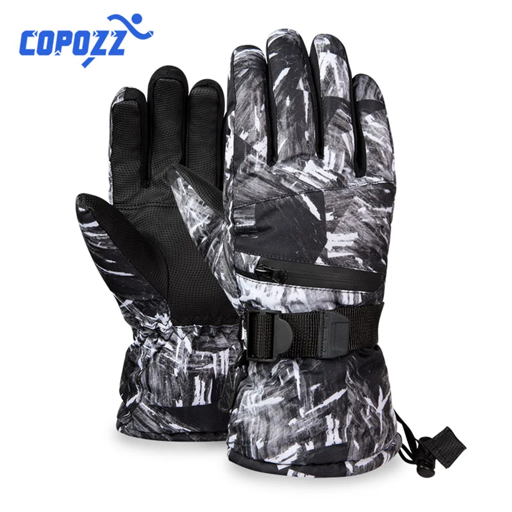 Thermal Ski Gloves Men Women Winter Fleece Waterproof Warm Child Snowboard Snow Gloves 3 Fingers Touch Screen for Skiing Riding 2
