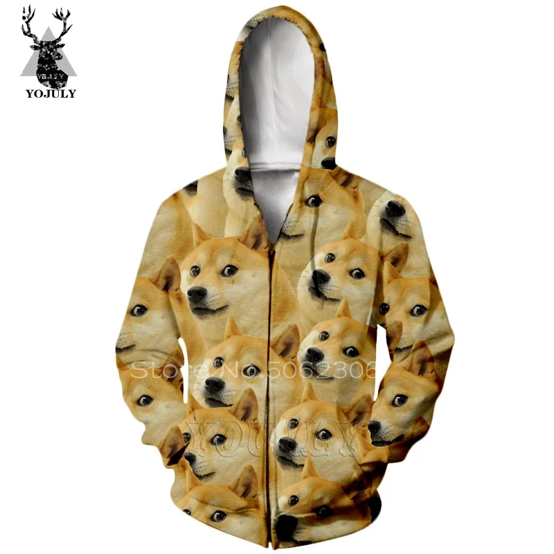 Толстовки с 3d принтом животных Doge Kabosu, модные белые мужские толстовки Харадзюку на молнии, хип-хоп Уличная одежда с круглым вырезом, топы L18 - Цвет: 5
