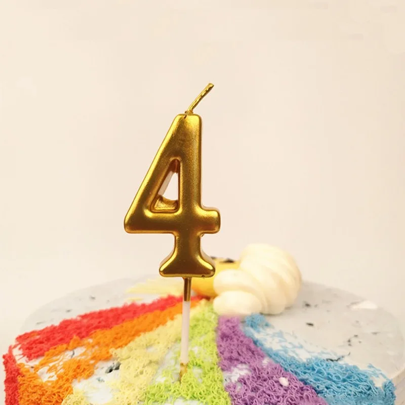 1 шт серебряные золотые свечи для дня рождения украшения для детей и взрослых 0-9 цифры свечи для торта кекс Топпер вечерние принадлежности - Цвет: Gold 4