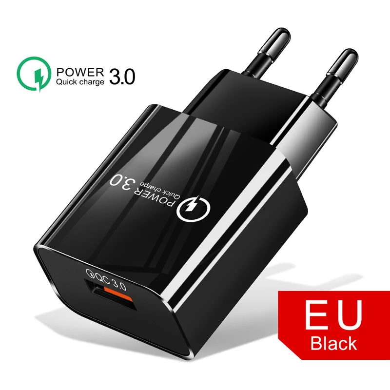 QC 3,0 быстрое зарядное устройство для lenovo K3 K6 Note K10 S1 lite P2 A1010 A2010 A2020 Z5 Z5S Z6 Pro Магнитный кабель Micro USB type C - Цвет: Charger Black