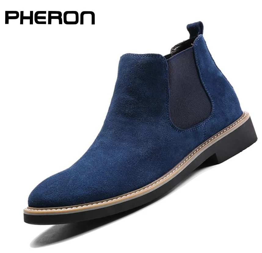 2020 Casual shoes man Spring New Fashion Casual Men Ankle Chelsea Boots Male Shoes Cow Suede Leather Slip On Motorcycle Man Boot