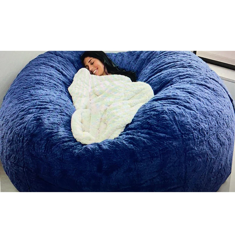 Trouwens informatie Kauwgom Dropshipping 7ft Giant Bont Bean Bag Cover Grote Ronde Zachte Pluizige Faux  Fur Zitzak Luie Sofa Bed Cover Woonkamer meubels - AliExpress Meubilair