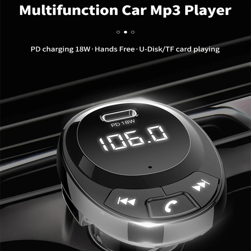 Car Bluetooth 5.0 FM Transmitter Wireless Handsfree Car Kit Auto Audio MP3 Player Quick Charge Car Fast Charger FM Modulator