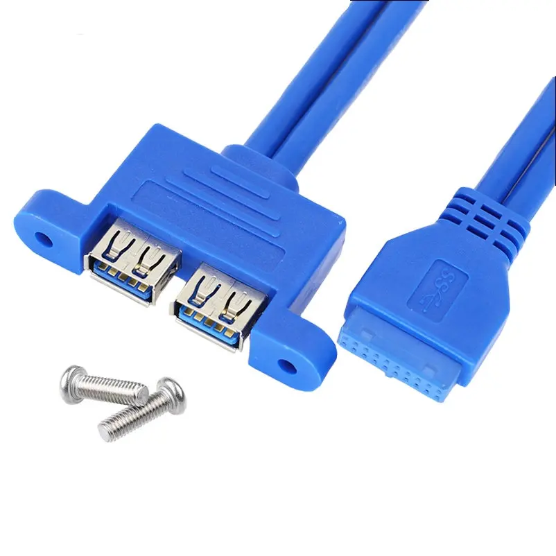 Большой Q Dual USB 3 0 обратно Панель скользящая Скоба до 20 контактный разъем кабель
