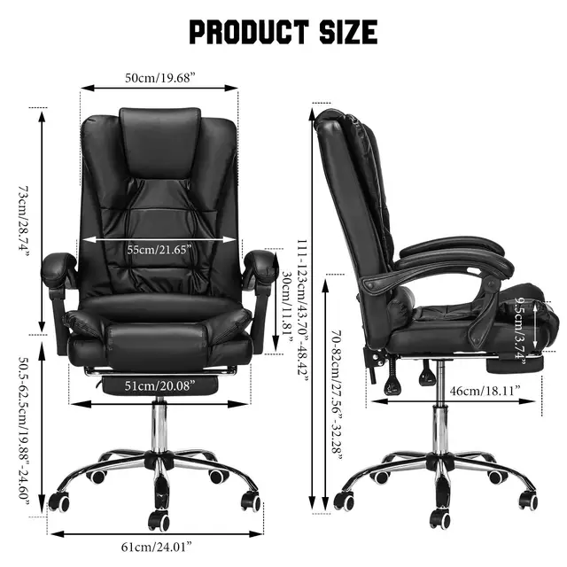 Leather adjustable office gaming swivel chair 6