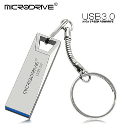 High - Speed Metal USB 3.0 Flash Drive with Key Ring - Multiple Storage Capacities - 64 GB (Silver)