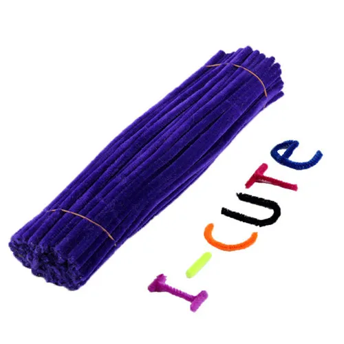 100 шт 30 см синель стебли трубы Очистители дети плюшевая обучающая игрушка красочные трубы очиститель игрушки ручная работа, сделай сам, ремесло поставки - Цвет: Dark purple