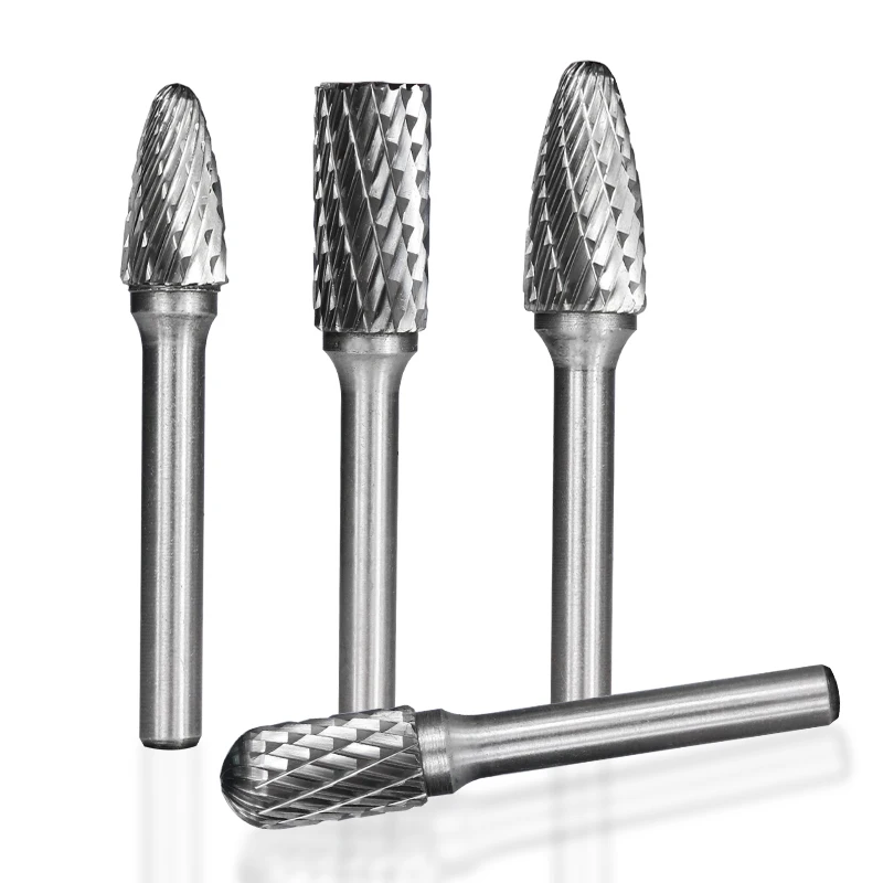 XCAN 카바이드 로터리 버 8 개 6mm 생크 로터리 커터 파일, 금속 밀링 더블 컷 로터리 버 파일
