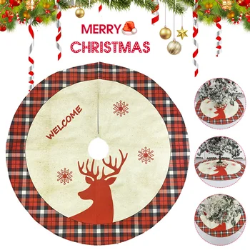 

Christmas Tree Skirt Xmas Tree Apron with Elk Pattern Shopping Mall Hotel Home Decoration FPing