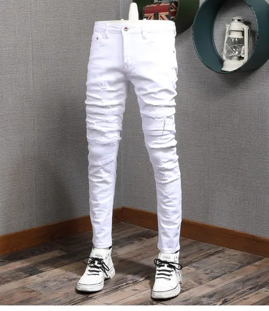 Calça Branca CalÃ§as Rasgadinhas Masculinas Calça Jeans Masculina