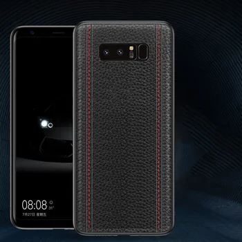 

Genuine Leather Sewing line Case For Samsung Note 10 Plus Full Protective Cover Business First layer real cowhide case cover