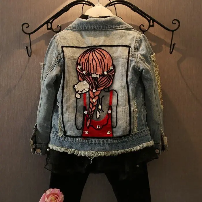 

Little Girl Girls' Jean Jacket Spring And Autumn 2018 New Style Spring Clothing Korean-style Pattern Childrenswear Cardigan New