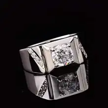 1-2ct S925 Sterling Silver Platinum Plated Men Ring D Color Male Moissanite Rings VVS Fine Jewelry Pass Diamond Tester