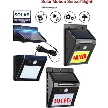 

48/30 LEDs Solar Light Motion Sensor Outdoor Garden Light Decoration Fence Stair Pathway Yard Security Solar Lamp Lighting 4 Mod