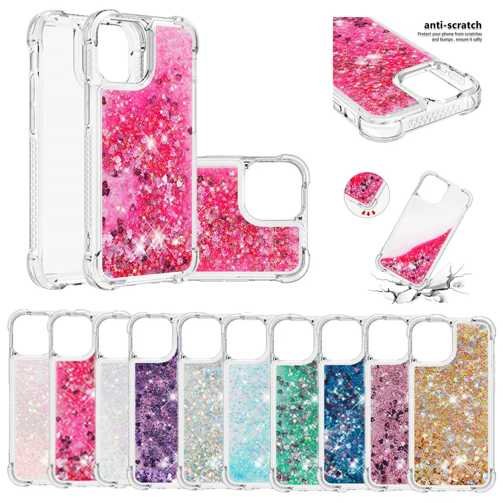 Quicksand Glitter Case for iPhone 13 12 11 Pro Max XR 8 7 6S Plus SE 2020 X XS 5S Coque Four Corners Drop Resistance Phone Cover