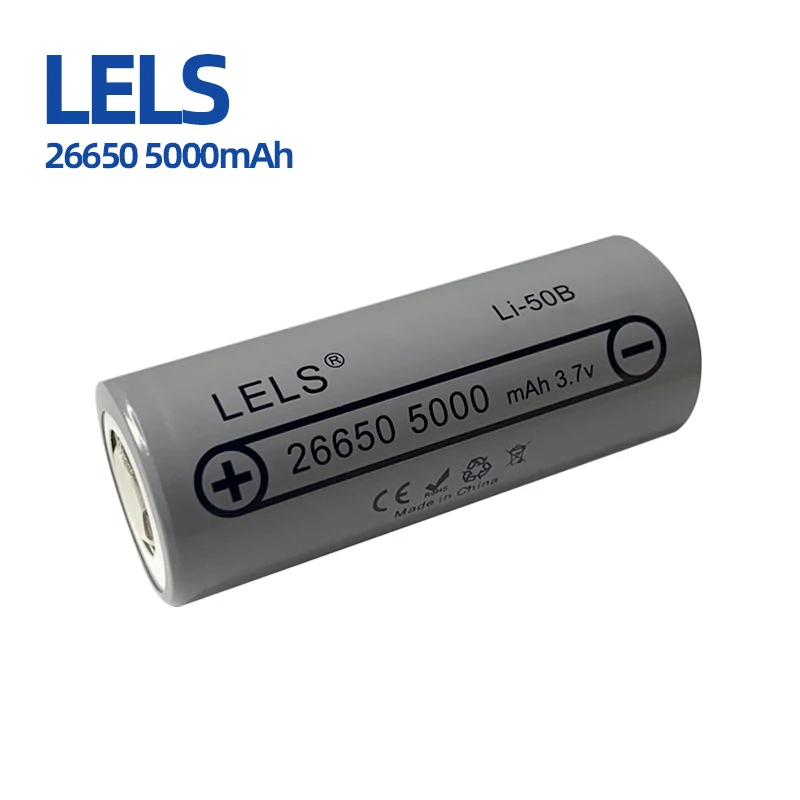 LELS Lii-50A-batería recargable para linterna, paquete de baterías recargables de iones de litio de 26650 v, 5000Ah, 26650-50A, 20A