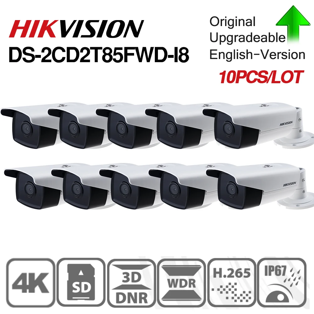Оригинальная цилиндрическая ip камера Hikvision сеть 8 Мп проводная 80 м инфракрасная
