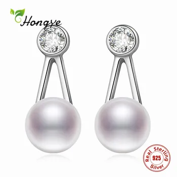 

Hongye AAA Zircon Joaillerie fine Classic Drop Earrings For Female Girl 925 Sterling Silver Freshwater Pearl Party Elegant Gifts