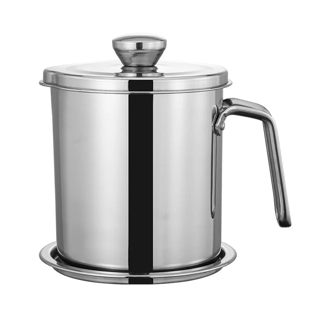 

Family Use Stainless Steel Lard Tank Oil Filter Pot Large Capacity Filter Oil Lard Oil Storage Tank With Lid Oil Bottle