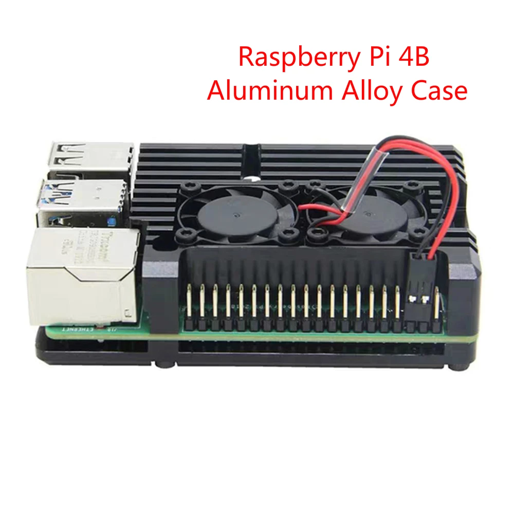 Чехол для Raspberry Pi 4 металлический корпус с двойным вентилятором охлаждения