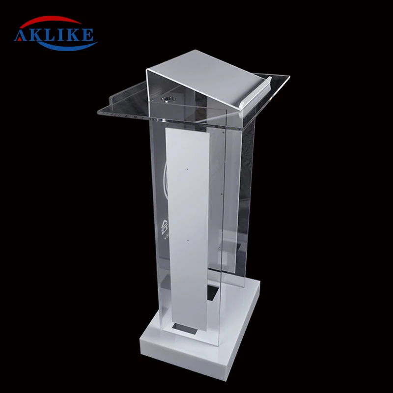 Illuminated Podium Organic Glass Pulpit Cheap Utility Platform Church Presentation Lectern Modern Speech Rostrum