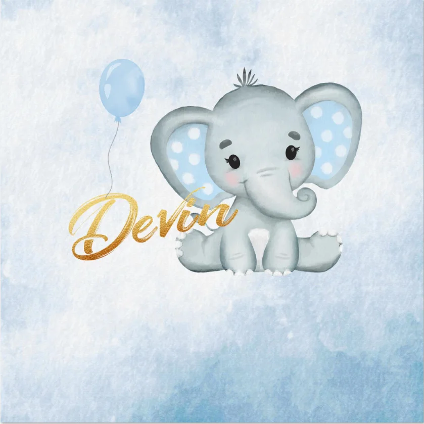 7x5FT светильник синего/серого цветов: слоненок с цветочным принтом для маленьких