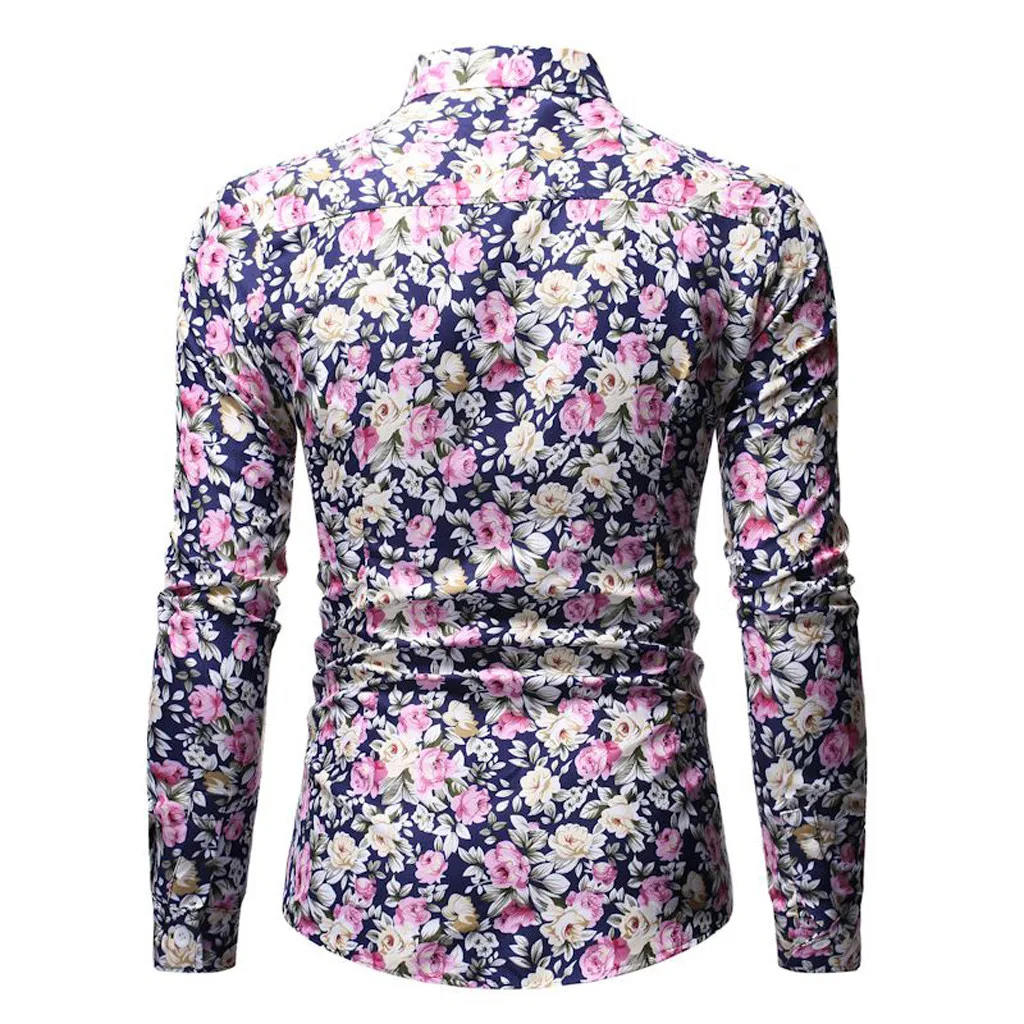 Модные мужские рубашки camisa Гавайский стиль мужские блузки Топ Досуг Печать с длинными рукавами рубашка Мужская Уличная мужские рубашки