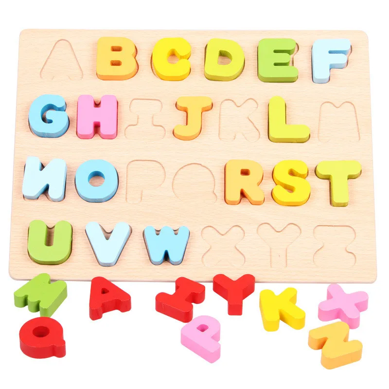 Деревянные Английский алфавит головоломки игрушки для детей цифровое табло изучения букв развивающая игрушка-пазл для малышей Детские игрушки - Цвет: 3