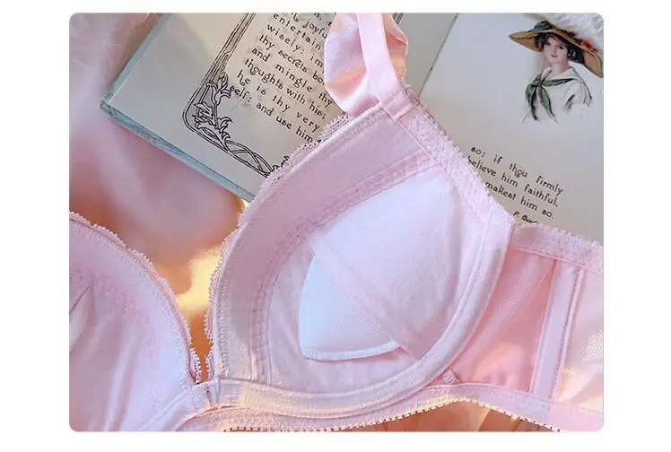 Lolita Princess Pink Bra Set Bralette Lingerie Seamless Push Up