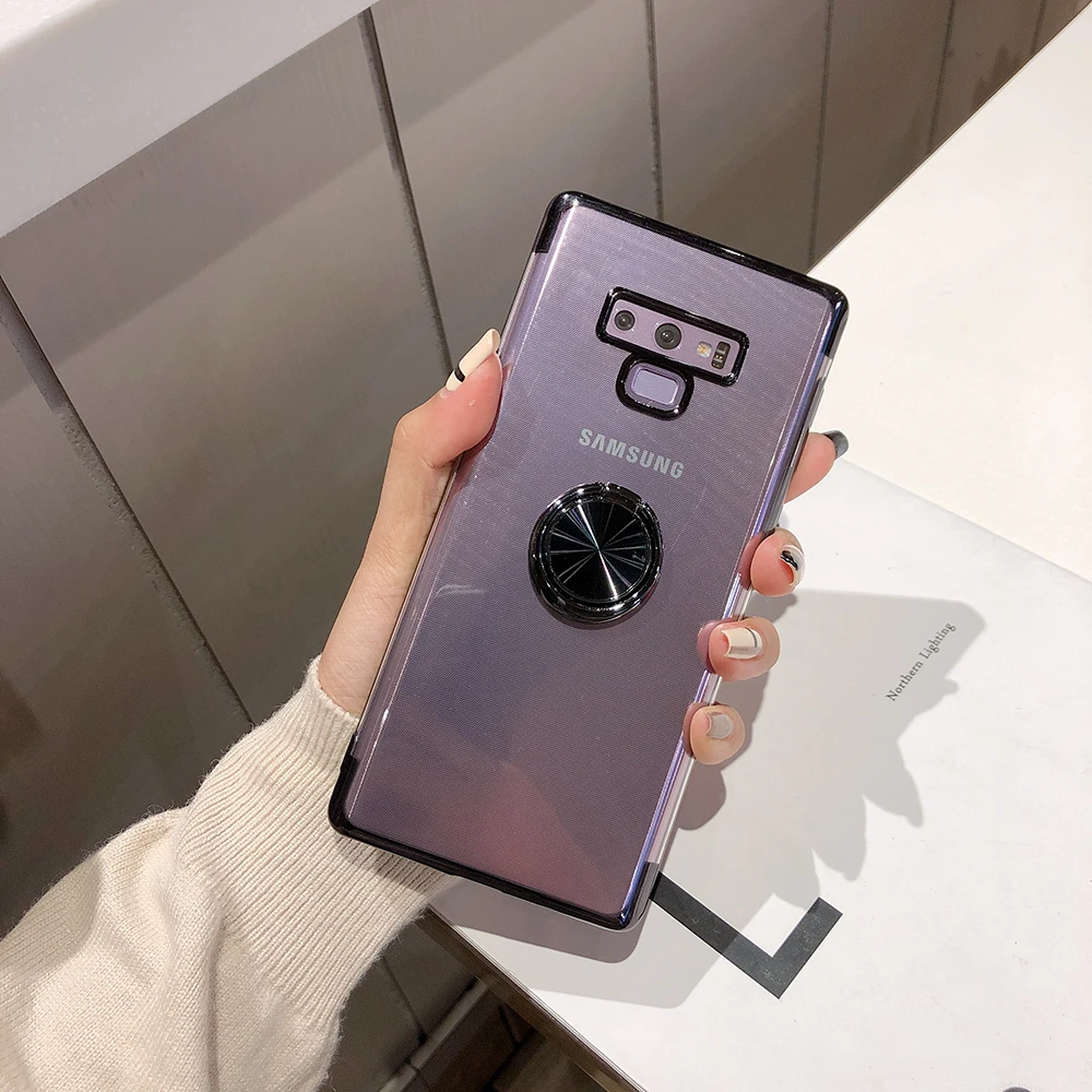 Чехол для samsung S10 прозрачный кольцевой чехол для телефона samsung Note 9 S10 S10E S10 PLUS S9 PLUS S9 S8 PLUS S8 Мягкий ТПУ Магнитный