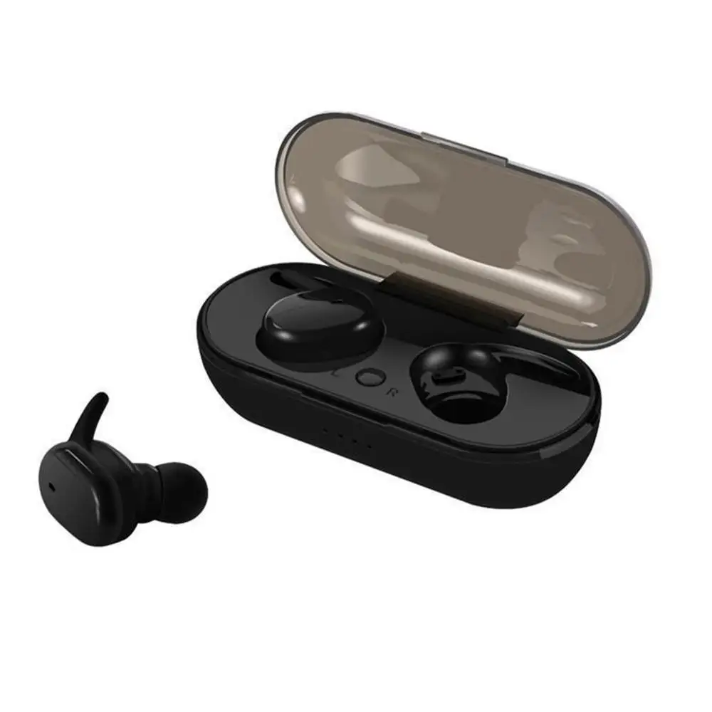 Черный Bluetooth 5,0 TWS беспроводные мини-наушники для Xiaomi huawei мобильный стерео наушник спортивный ушной телефон с микрофоном портативная зарядная коробка - Цвет: Черный