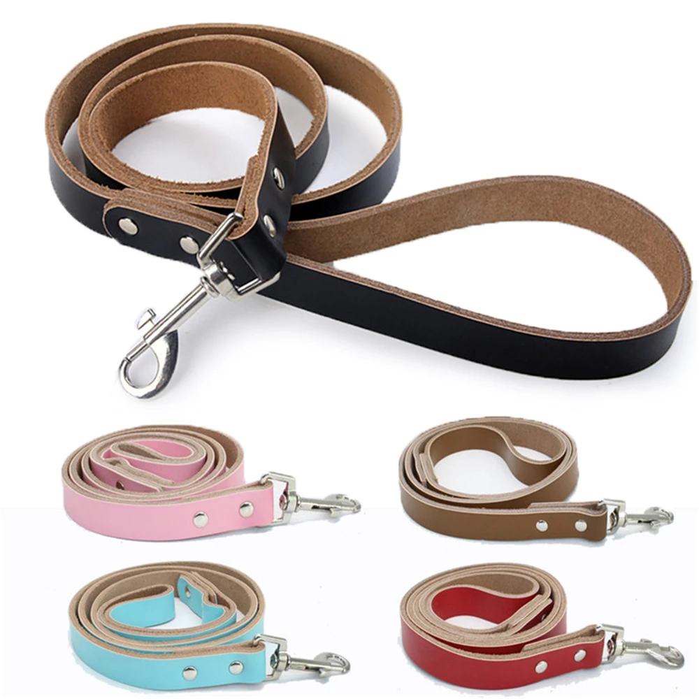 

Genuine Dog Leather Harness Leash Lead Soft Hand Strap Classic Style Solid Pet Traction Rope Matched Puppy Cat Collars Chihuahua