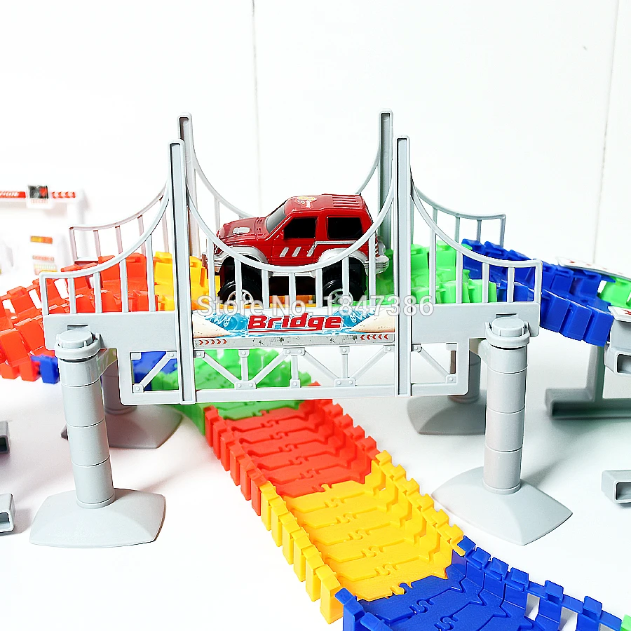 Волшебный трек 7,5 см outsize городской мост Большой люкс гибкие игрушки трек литье под давлением валик для самостоятельной покраски Coaster гоночная трасса собрать железнодорожный вагон