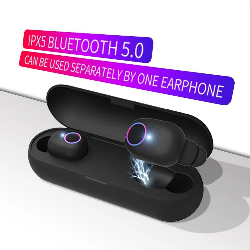 

Q1 Tws Wireless Bluetooth Earphone 5.0 Earbuds IXP5 Waterproof Sport Headphone Dual microphone with charging box