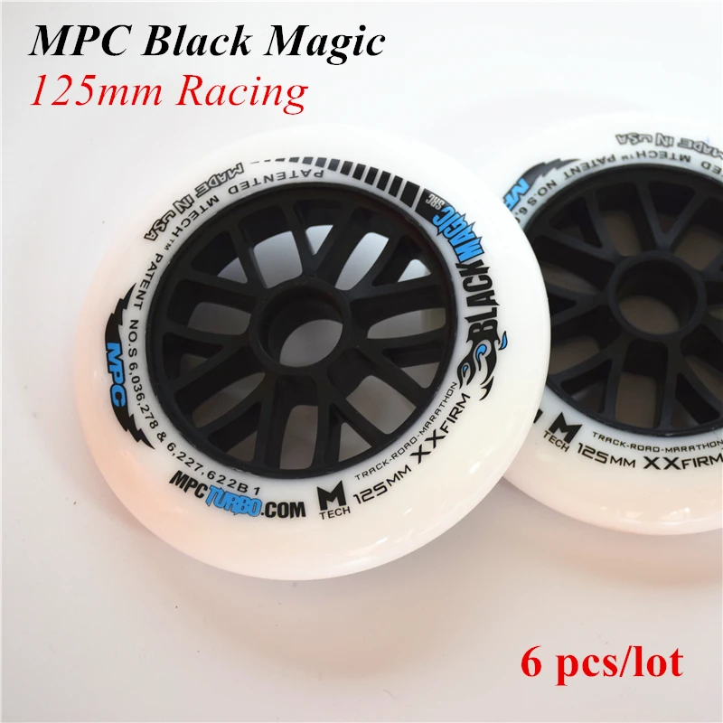 

6 pcs MPC Black Magic SRC XXFirm White 125mm Professional Marathon Racing Wheels Inline Speed Skates Wheel Road Track Skating