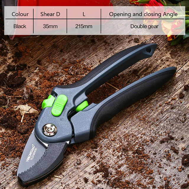 DTBD Plant Trim Horticulture Pruner Cut Secateur Shrub Garden Scissor Tool Branch Shear Orchard Pruning Shears Folding Saw Set Black