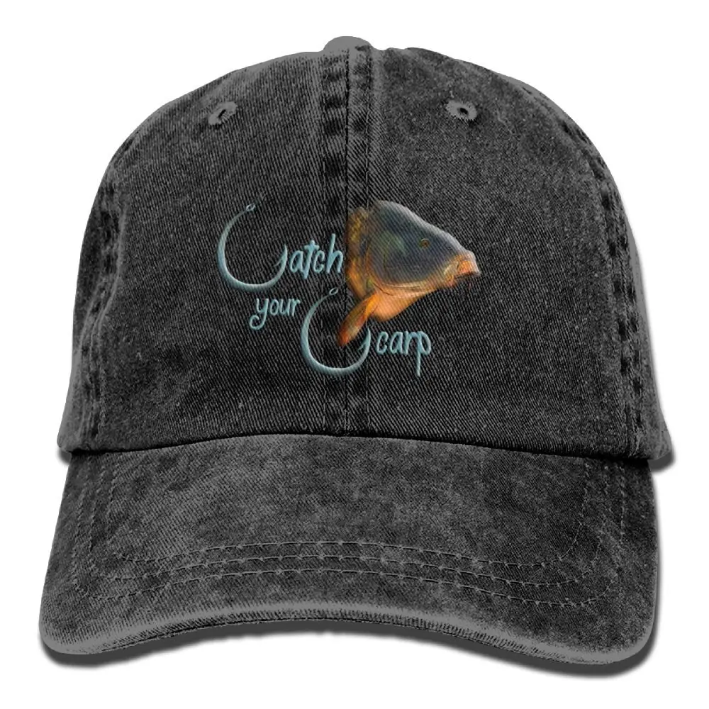 Регулируемая забавная Бейсболка унисекс Catch Your Carp Denim | Аксессуары для одежды