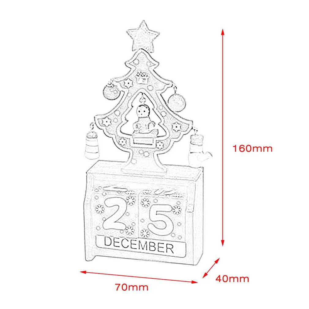 Christmas Countdown Wooden Calendar Decorations Home Officel Desk Decor Ornaments Artificial Craft Decoration Art Gifts